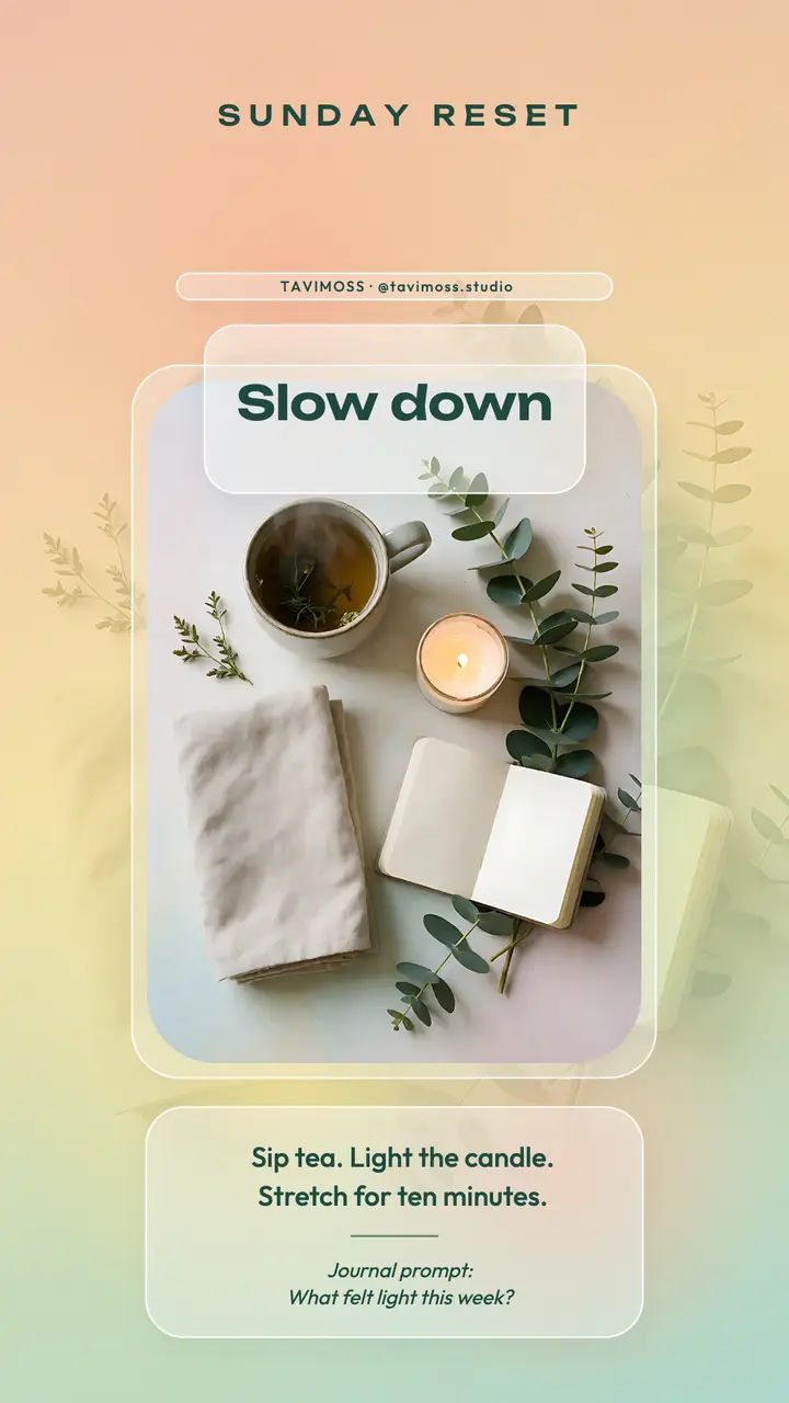 Sunday reset self-care story, glass panels template