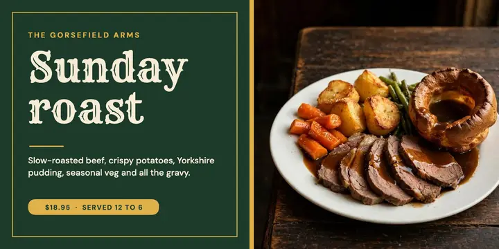 Sunday roast pub post template