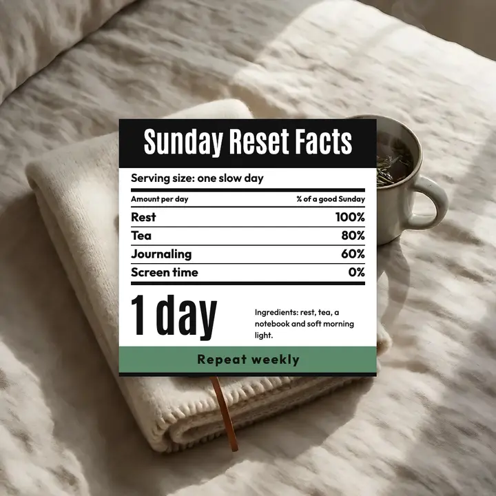 Sunday reset nutrition label self-care square post template