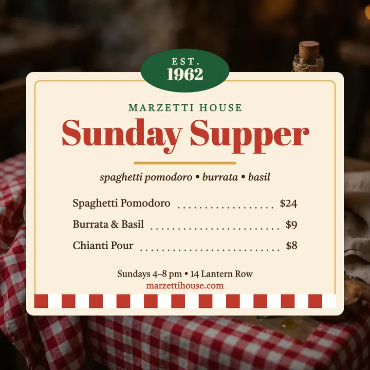 Marzetti House Sunday supper post template