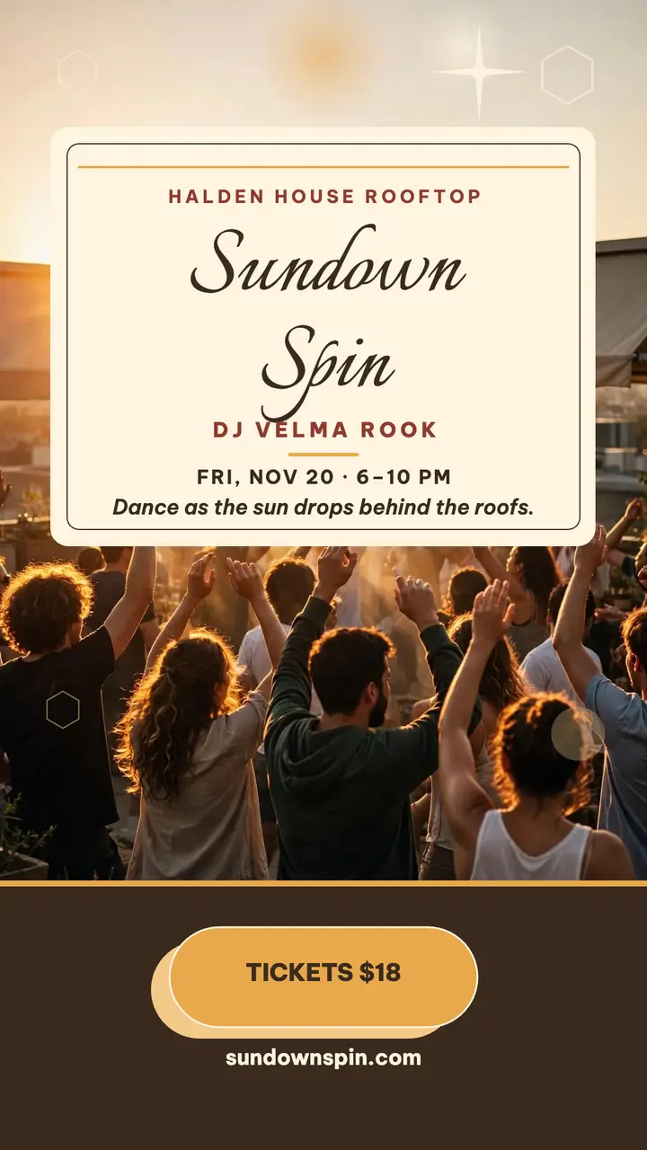 Sundown Spin rooftop DJ story template