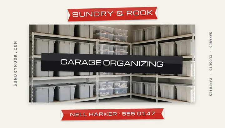 Garage organizing card, label-maker tape template