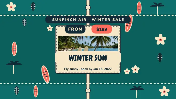 Sunfinch Air winter sun sale thumbnail template