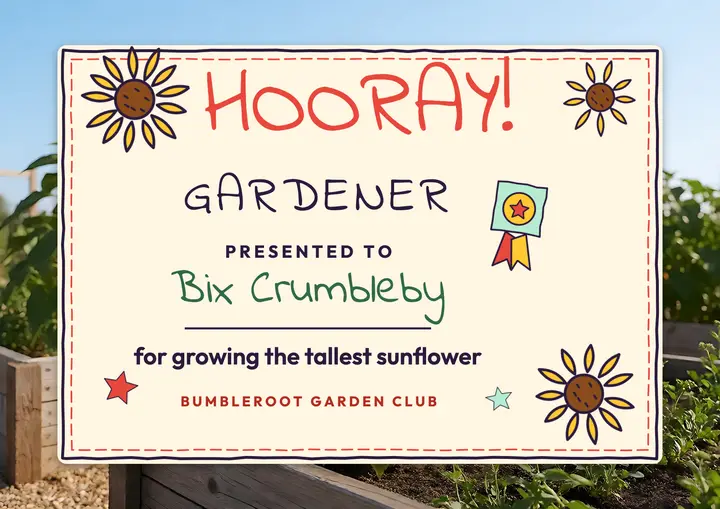 Tallest sunflower doodle certificate template
