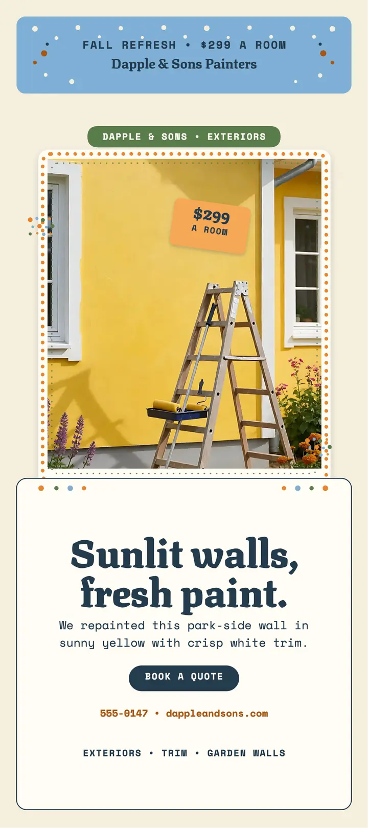 Dapple and Sons sunlit repaint rack card template