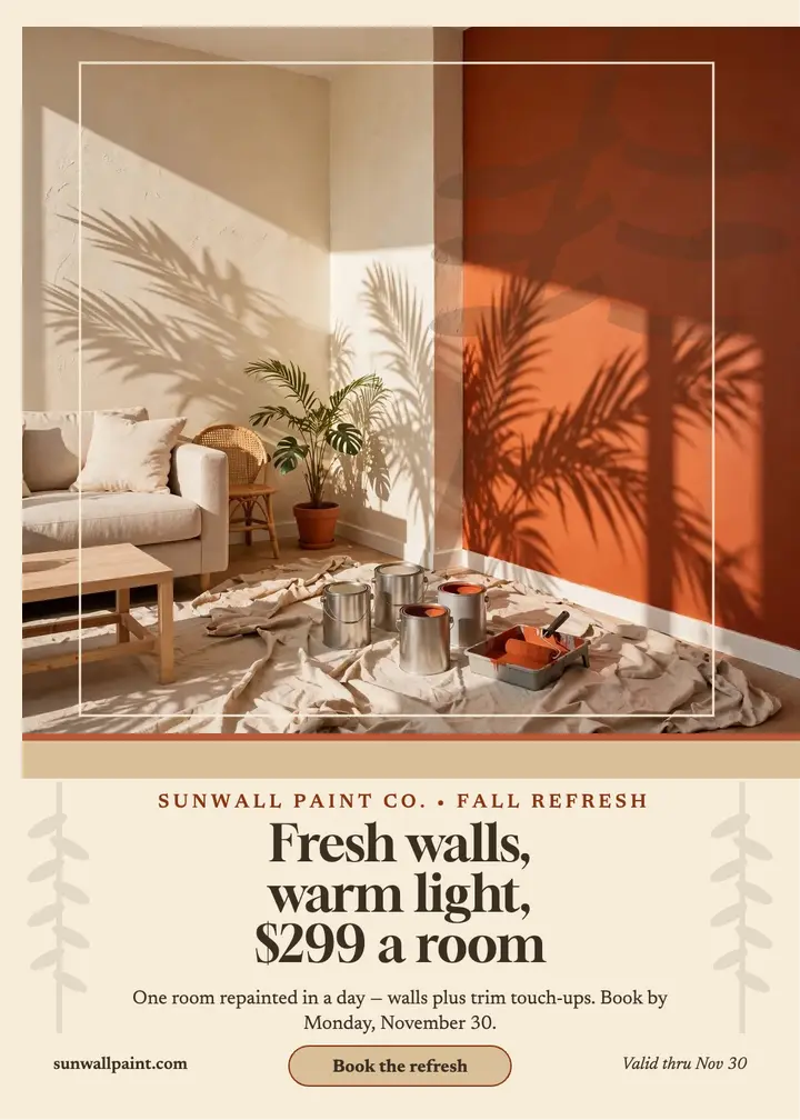 Sunwall Paint fall refresh invitation template
