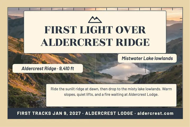 Aldercrest first tracks ski postcard template