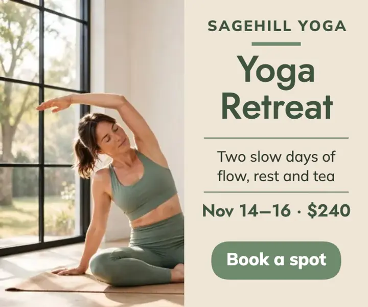 Sunlit yoga retreat ad template