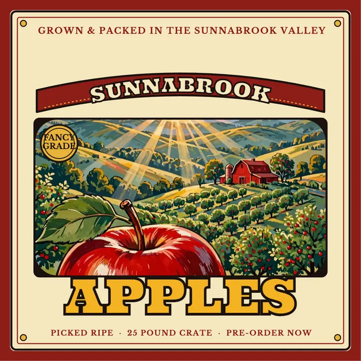 Sunnabrook apples crate label post template