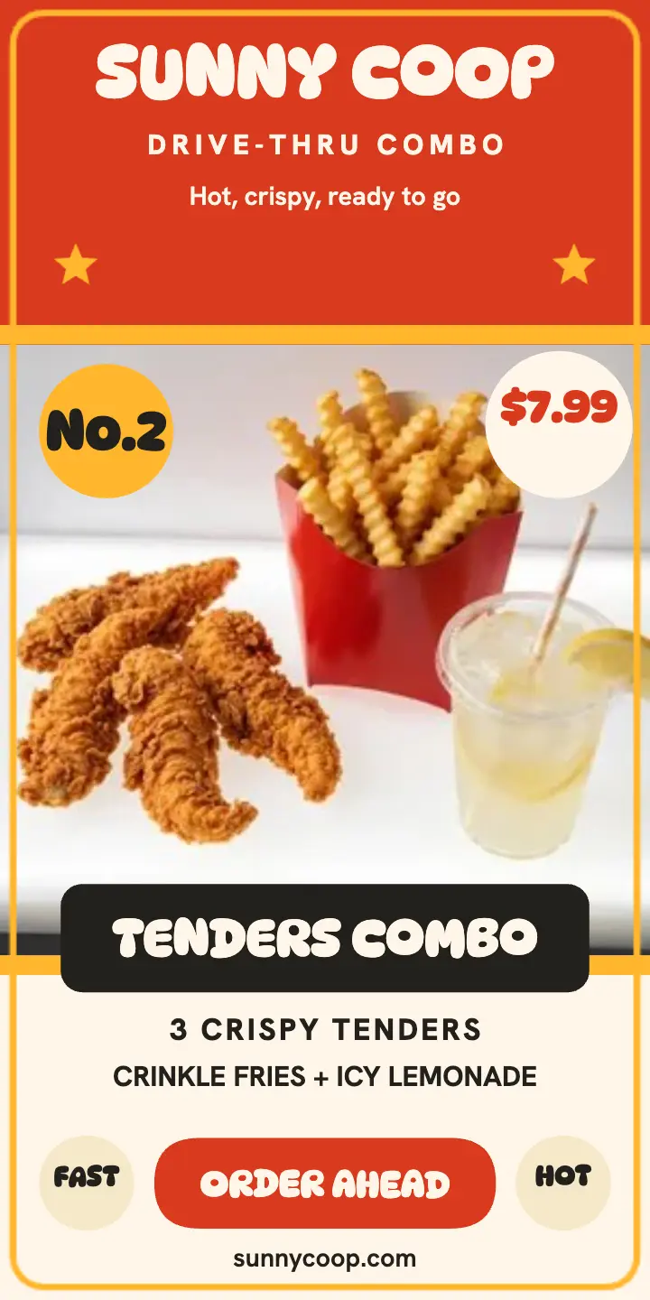 Sunny Coop Combo No.2 drive-thru ad template