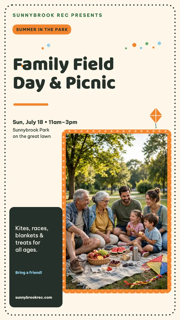 Sunnybrook family field day story template