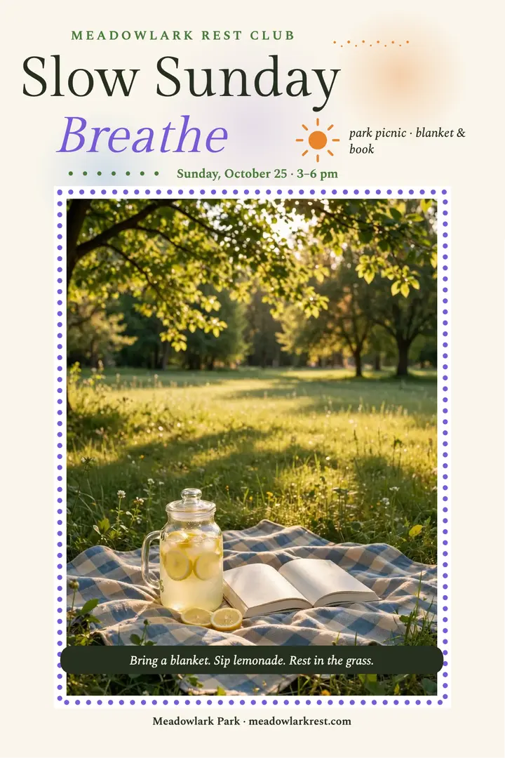 Slow Sunday park rest picnic poster template