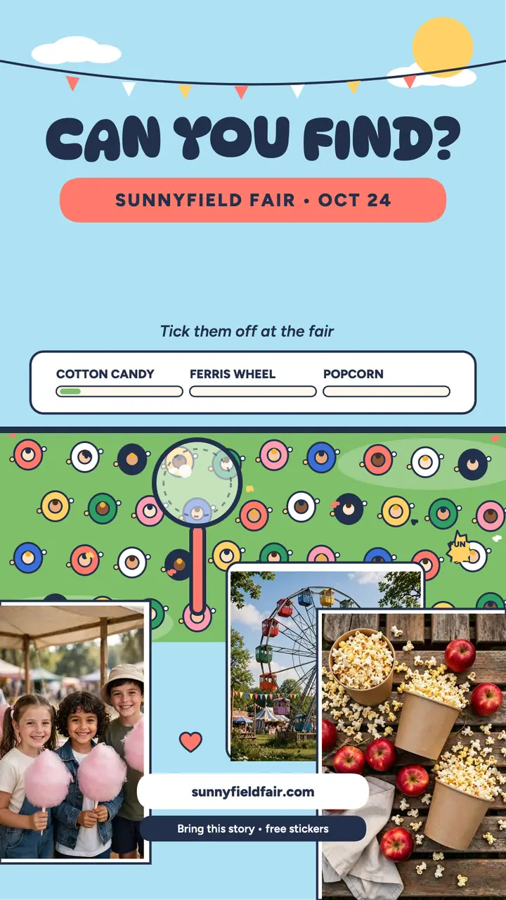 Sunnyfield Family Fair find story: family fair story template