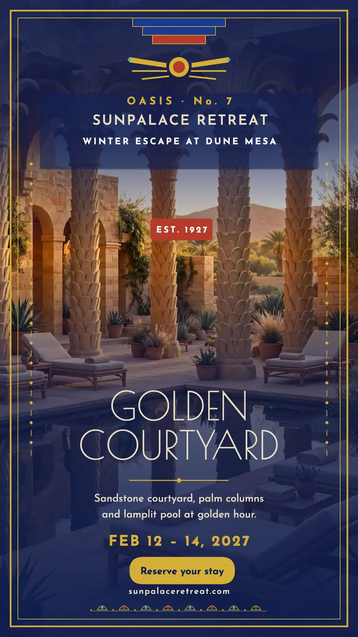 Sunpalace Retreat desert escape story template