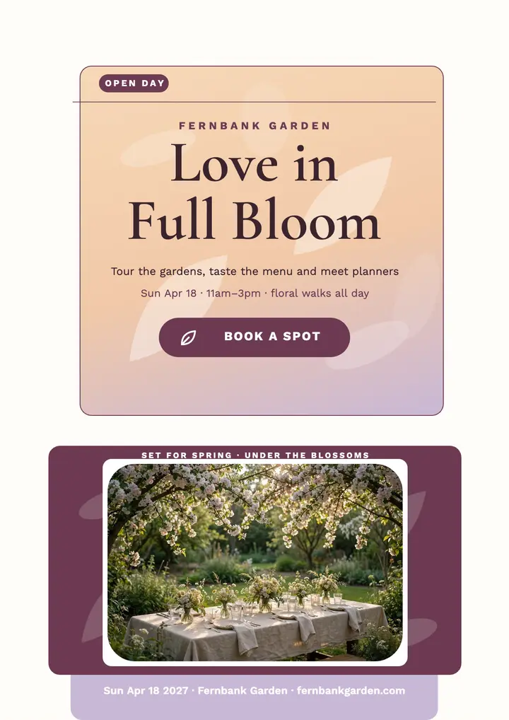 Fernbank Garden sunprint open day flyer template