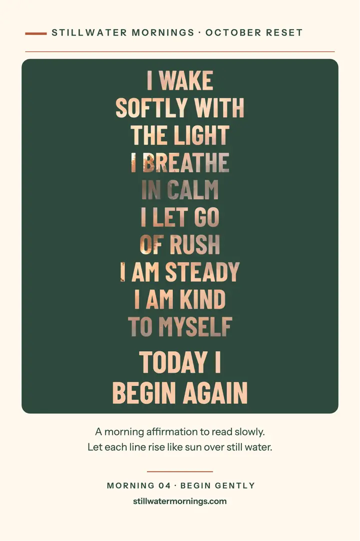 Stillwater Mornings sunrise affirmation poster template