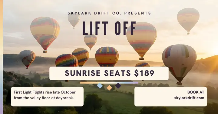 Skylark Drift sunrise balloon launch post template