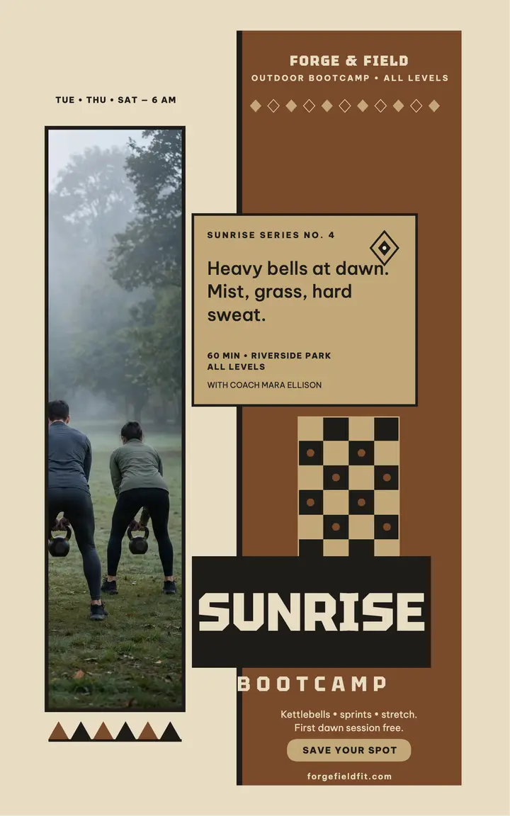 Forge and Field sunrise bootcamp poster template