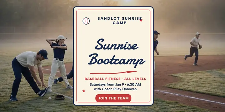 Sandlot sunrise baseball bootcamp post template