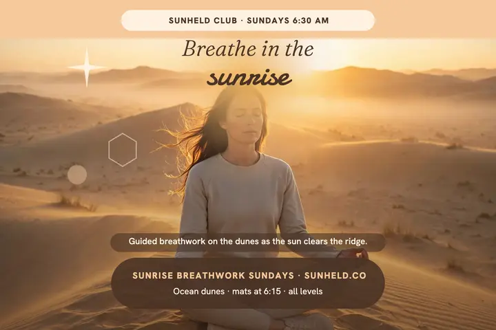 Sunheld sunrise breathwork postcard template