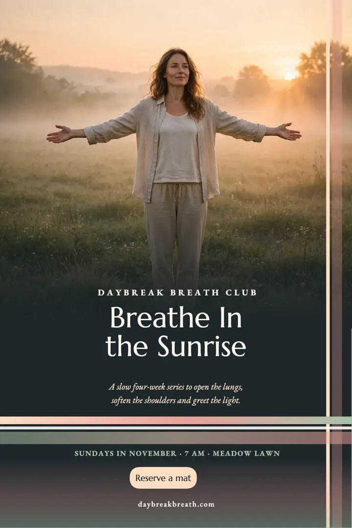 Daybreak sunrise breathwork poster template