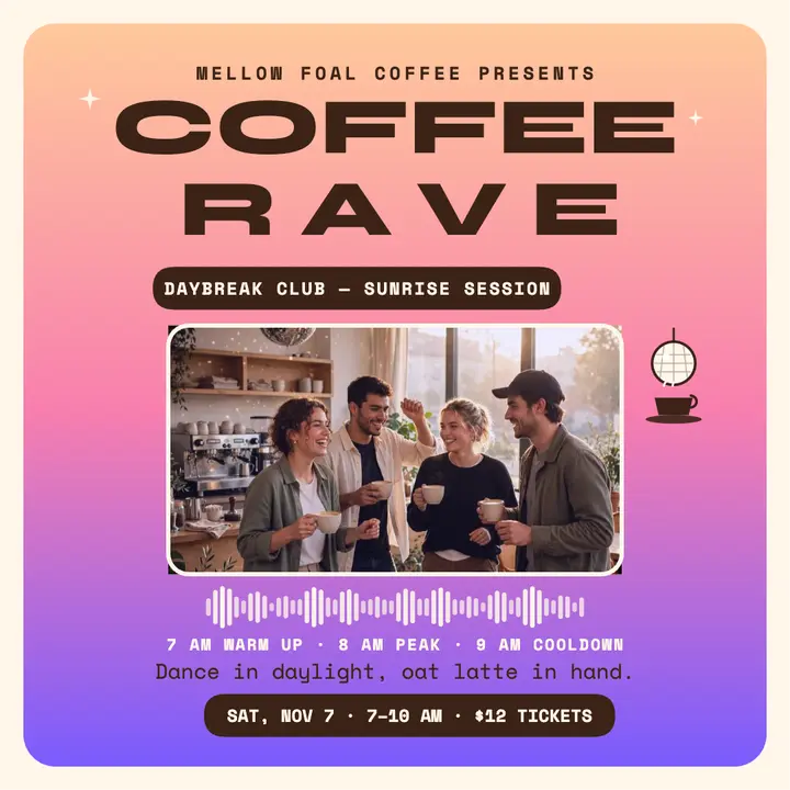 Daybreak coffee rave launch post template