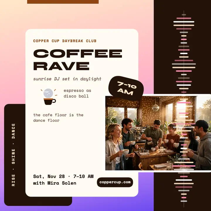 Copper Cup daylight coffee rave post template