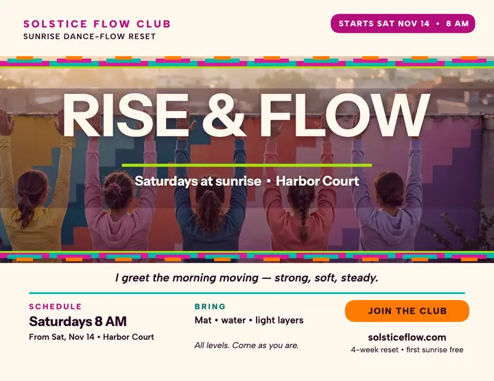 Solstice Flow sunrise dance reset flyer template