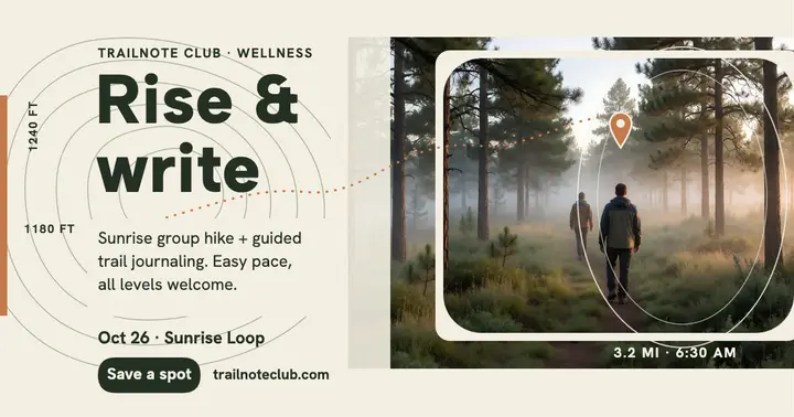 Trailnote Club sunrise hike wellness post template