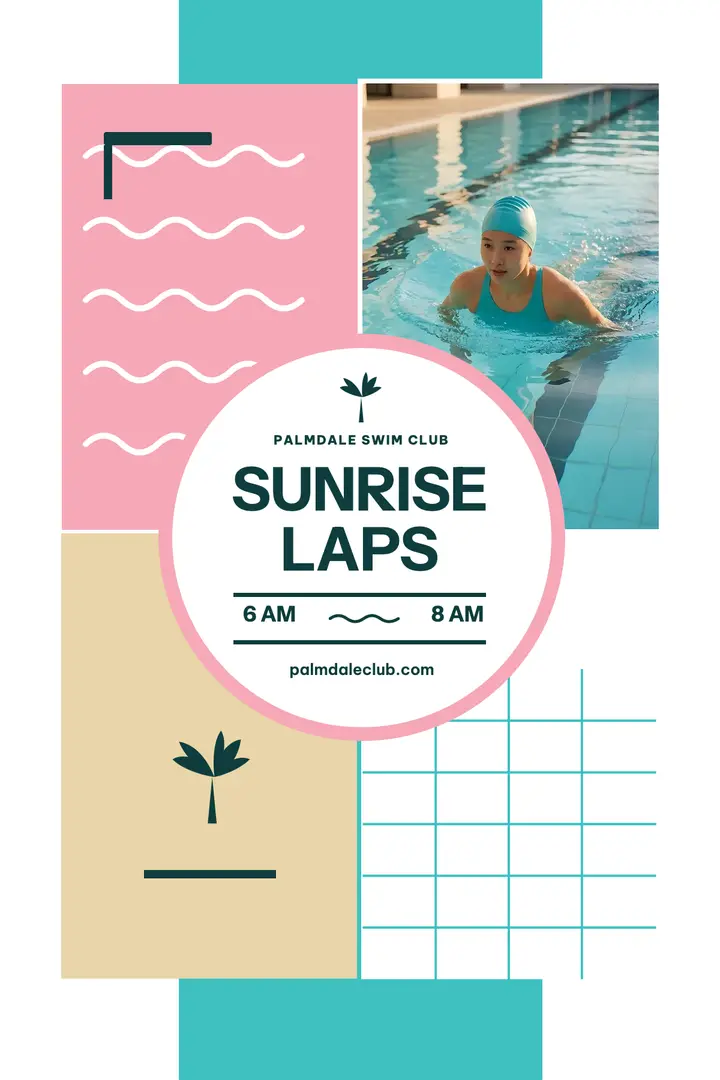 Palmdale sunrise laps poster: pool laps poster template