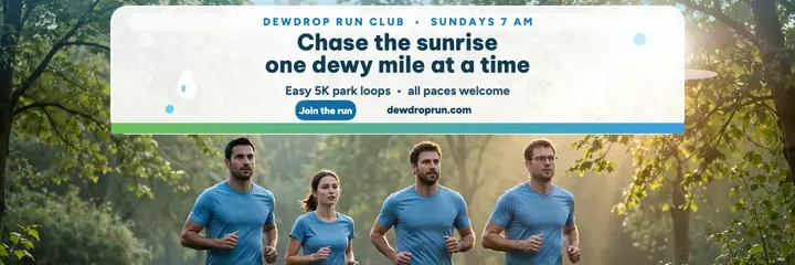 Dewdrop sunrise run club aero header template