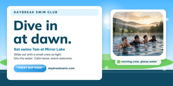 Daybreak Swim Club sunrise swim post template