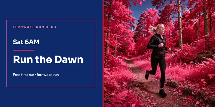 Fernwake Run Club sunrise trail run post: run club social post template