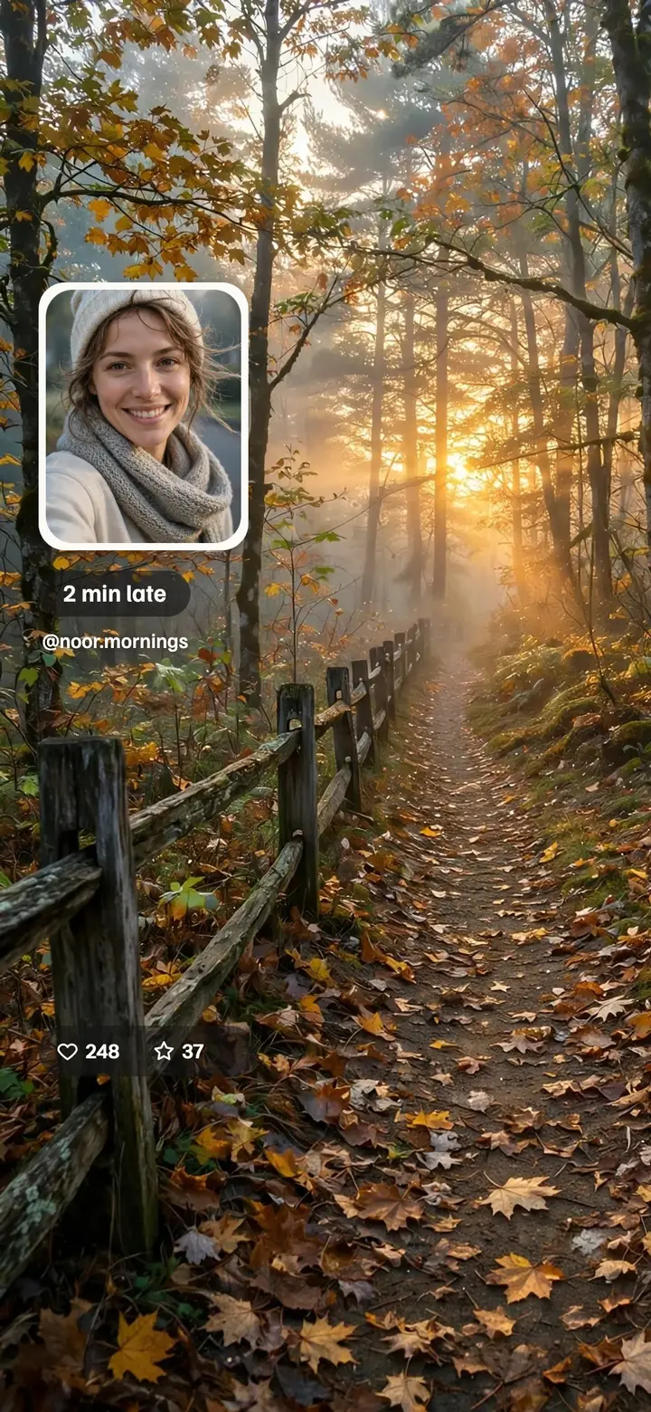 Sunrise walk dual-camera phone wallpaper template