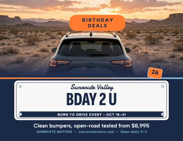 Sunroute birthday car sale flyer: car sale flyer template