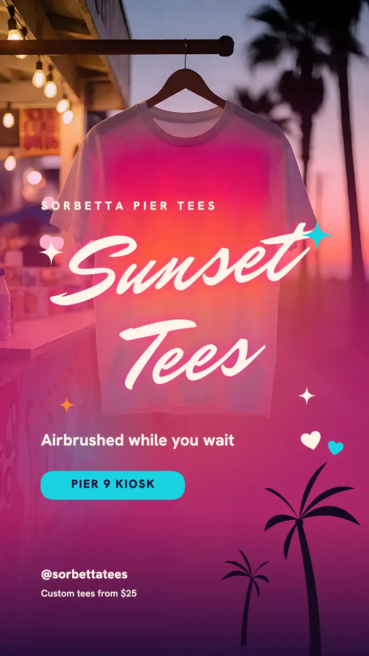 Sorbetta Pier Tees airbrush story template