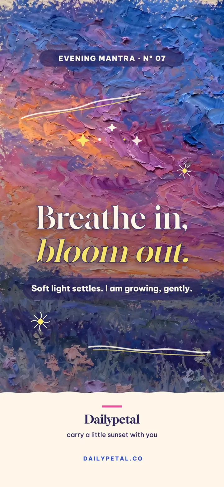 Breathe in bloom sunset wallpaper: affirmation wallpaper template
