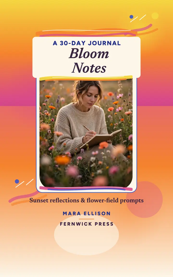 Bloom Notes sunset journal cover template