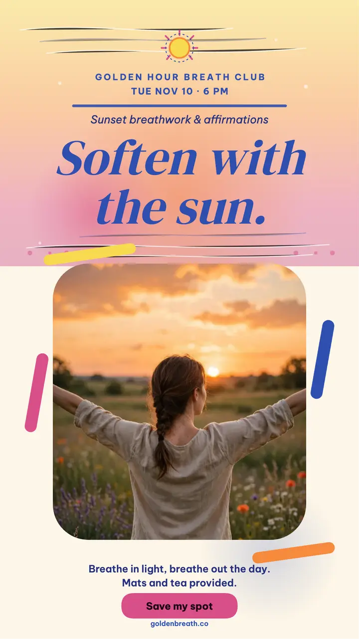 Golden Hour sunset breathwork story template