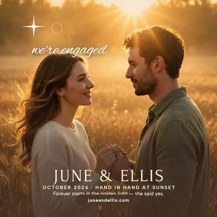 June and Ellis sunset engagement flare template