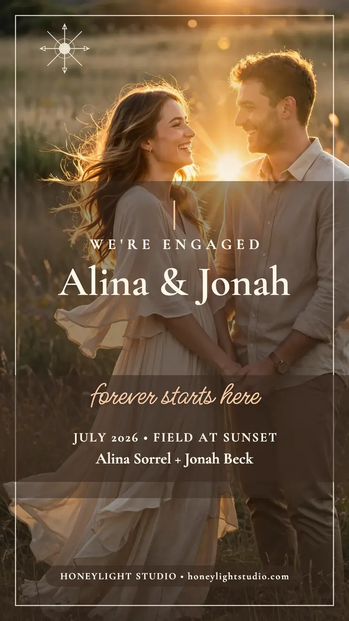 Alina and Jonah sunset engagement story template