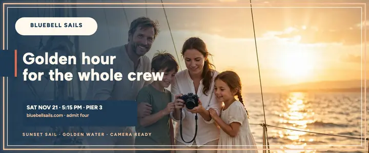 Bluebell Sails family sunset sail ticket template