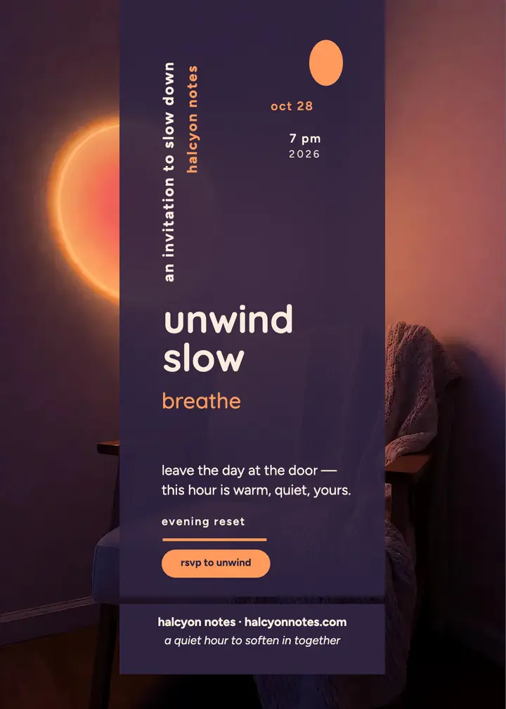 Evening Reset sunset quote invitation: evening reset invitation template