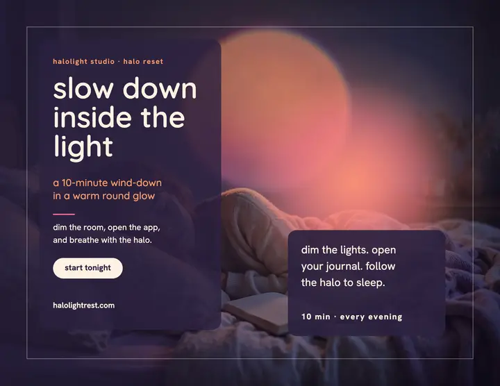 Halolight evening reset flyer, sunset lamp template