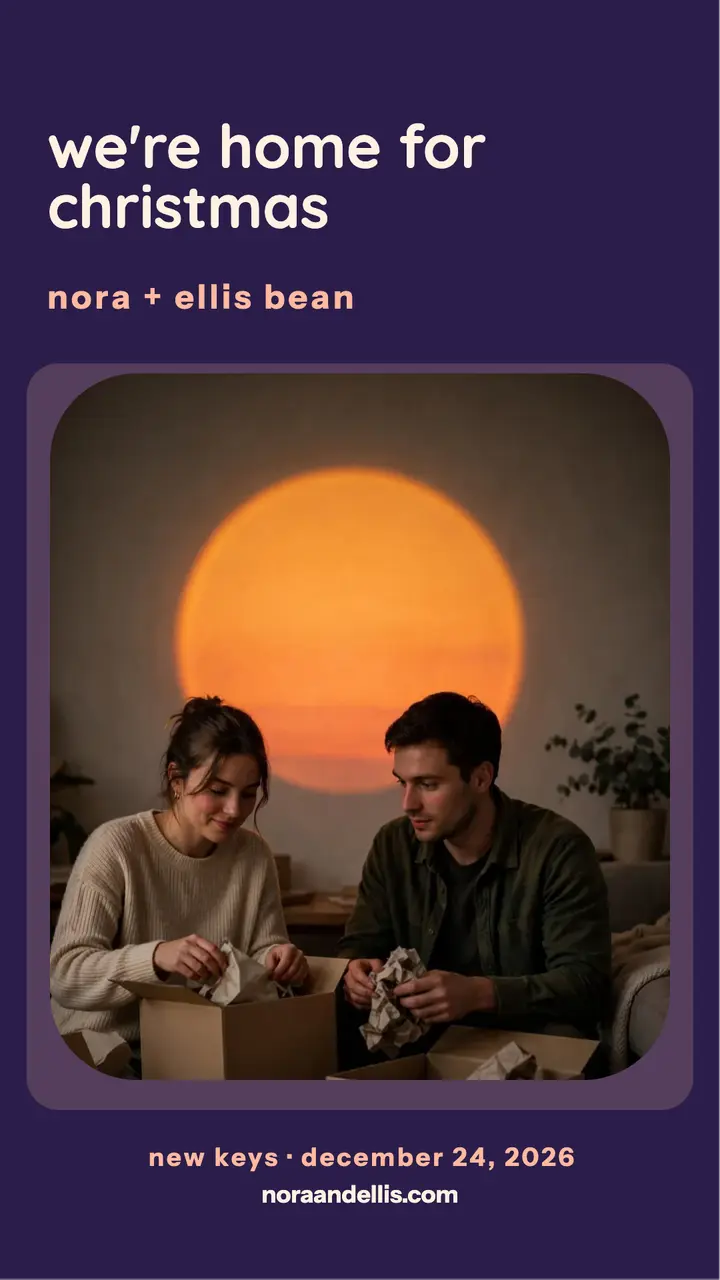 Nora and Ellis home for Christmas glow story template