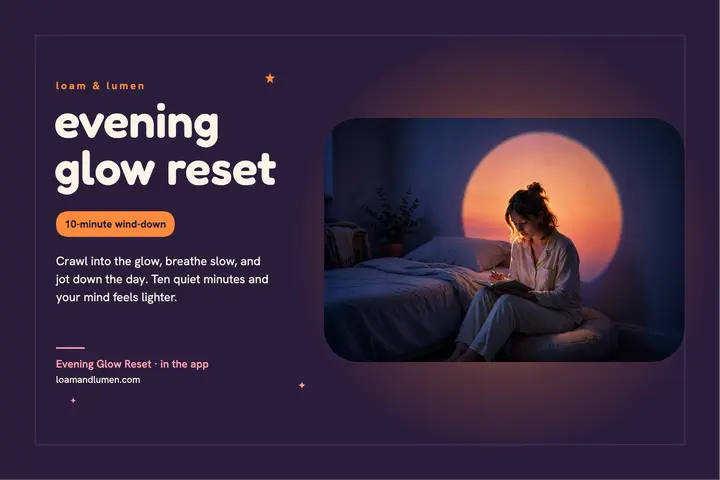 Evening Glow Reset journal postcard template