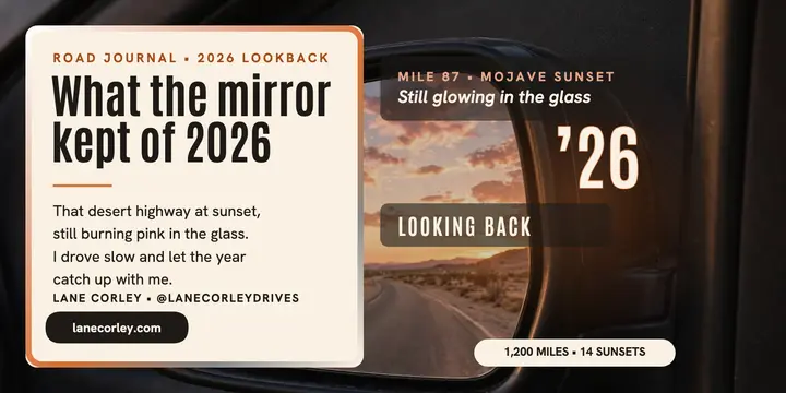 Sunset mirror year lookback post: new year reflection post template