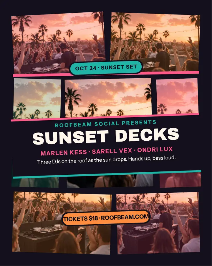 Roofbeam rooftop DJ night collage post template