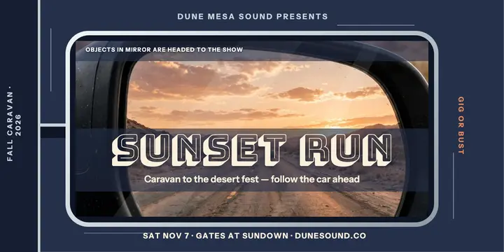 Sunset Run caravan mirror gig post template