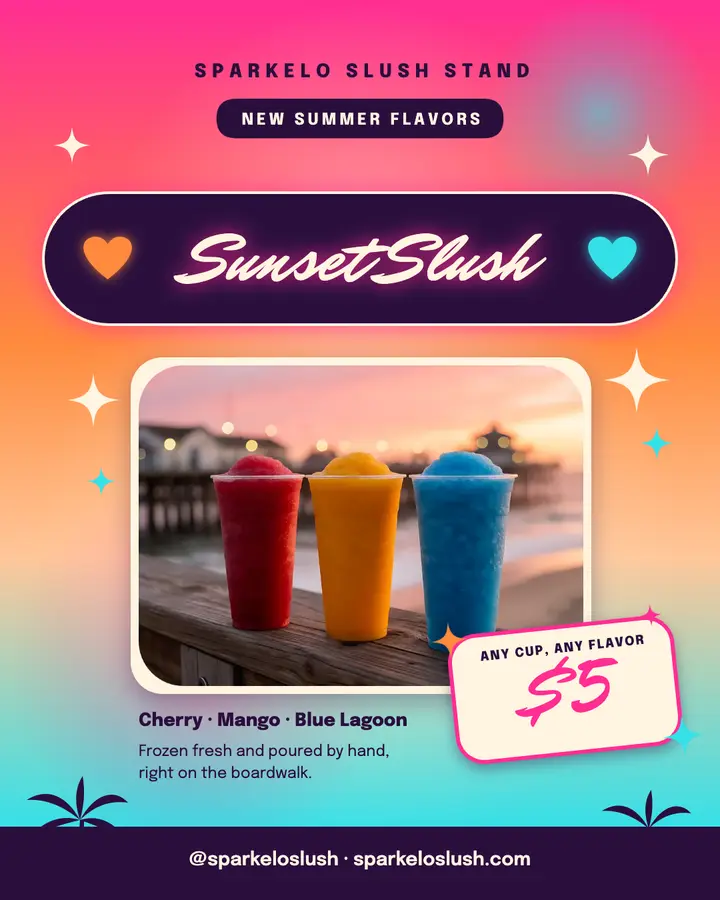 Sunset Slush boardwalk stand Instagram post template